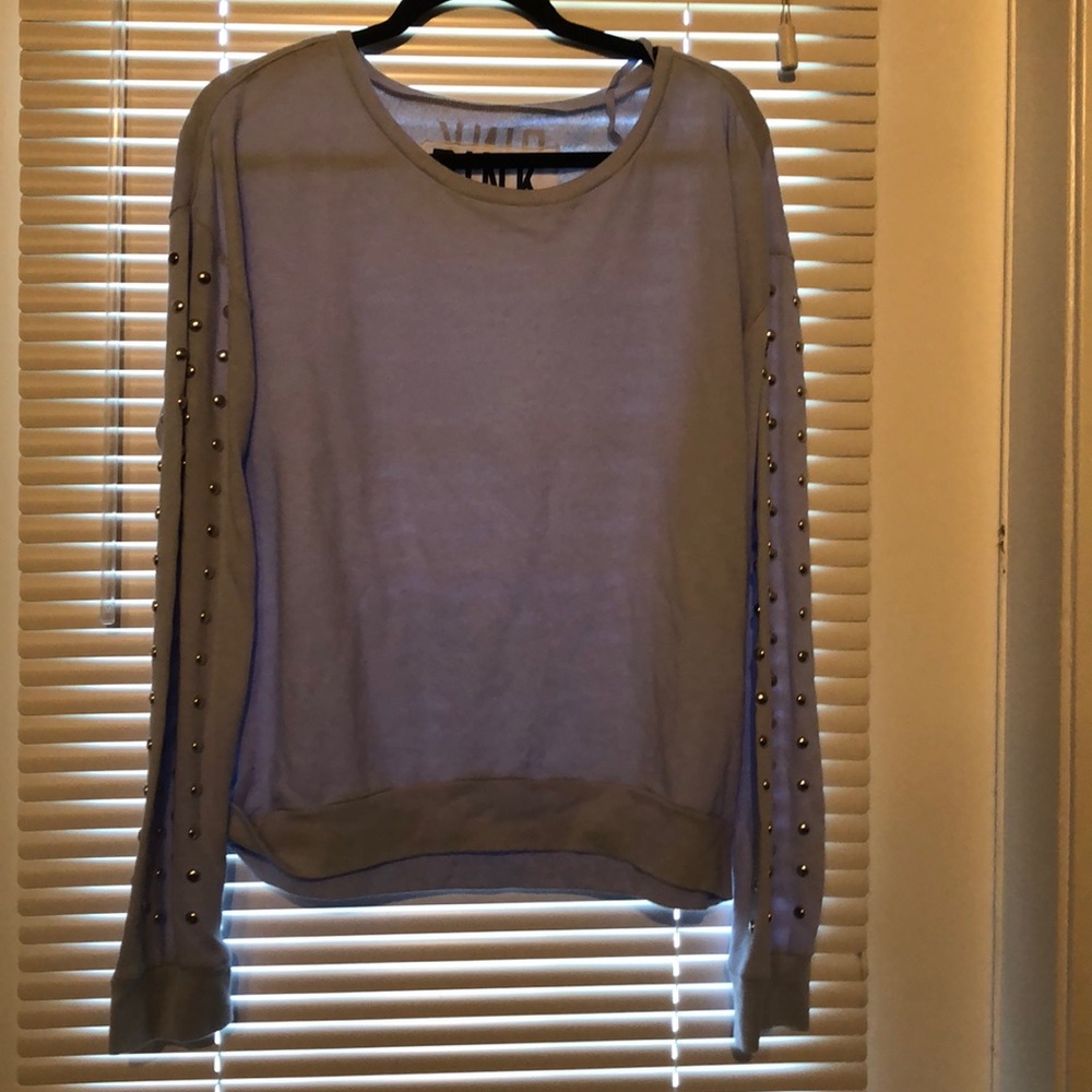 Studded Lightweight Crew PINK Sweater - Picture 2 of 3